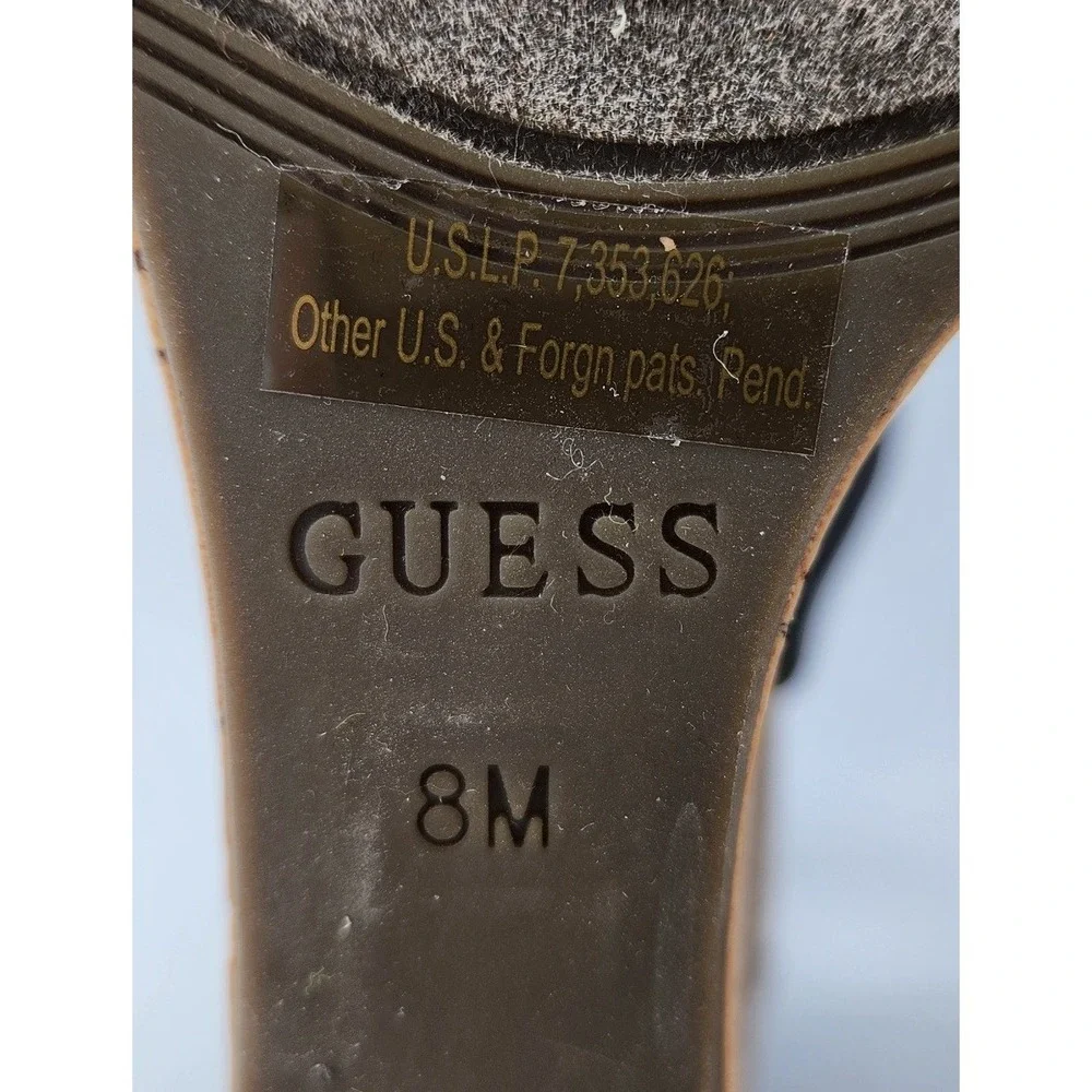 Guess Platform Wedge Sandals Womens 8M Brown Leopard Print Patent Cork Strappy